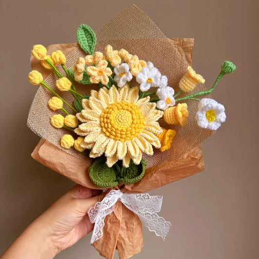 Sunflower Lovers Crochet Flowers Bouquet|Knitted Bouquet Handmade Gift flowers for Mothers day, Get well soon, Graduation,Birthday, congrats
