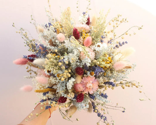 Peach Dream & Lavender Wildflowers Bouquet / Spring Summer Bouquet for Wedding / Neutral bouquet with pastel tonesj