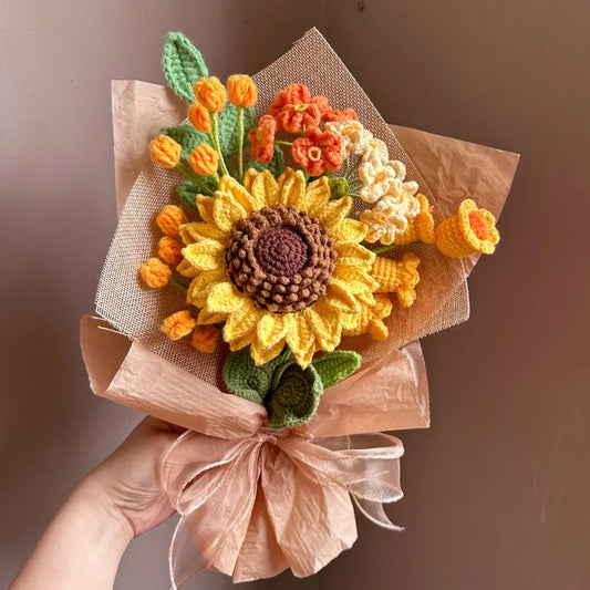 Sunflower Lovers Crochet Flowers Bouquet|Knitted Bouquet Handmade Gift flowers for Mothers day, Get well soon, Graduation,Birthday, congrats